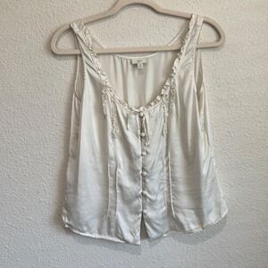VTG J. Jill Womens Size 10 100% Silk Dainty Tank Top Ruffle Y2K Boho Cottage